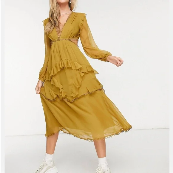 ASOS | Dresses | Asos Long Sleeve Dress Mustard Size 2 Us | Poshmark